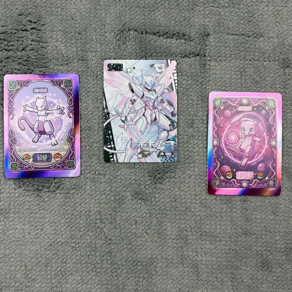 Chinese Mengka 2.0 Pokemon Mew Mewtwo Pixel Mecha Fan Art Holographic Card Set